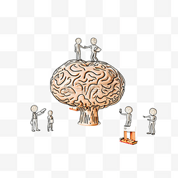 头脑风暴大脑创意图片_小工人的大脑涂鸦关于领导力和集