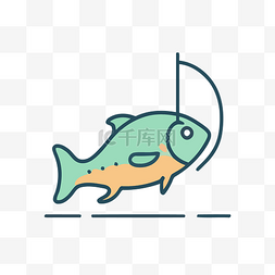 各种鱼线稿图片_蓝色的线性钓鱼鱼线图标 向量