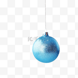 蓝色散景上的圣诞球贺卡装饰
