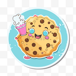 cookie图片_带有 cookie 字符剪贴画的贴纸 向量