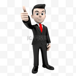 方向手指图片_身穿黑色西装红色领带的商人用拇