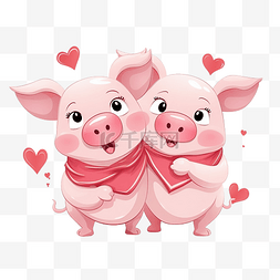 猪爱上了心情人节 情侣动物有心