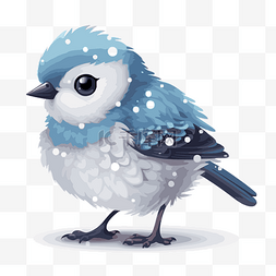雪鸟剪贴画可爱的蓝色小鸟，头上