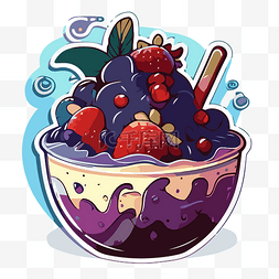 阿萨伊浆果图片_水碗里的卡通金发夏日水果甜点 