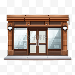 门面店前棕色大窗户写实风格户外