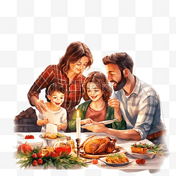 吃货女图片_幸福的家庭在客厅准备圣诞晚餐