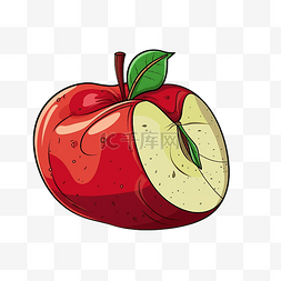 苹果一半图片_涂鸦卡通切片苹果