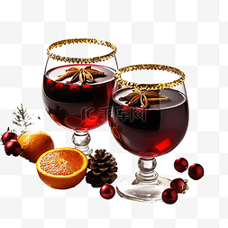 一杯美味的热红酒和圣诞小玩意