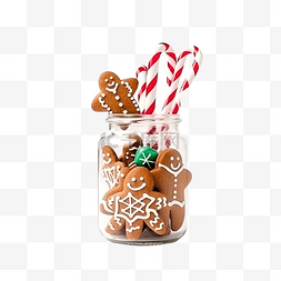 带姜饼曲奇棒的圣诞玻璃罐