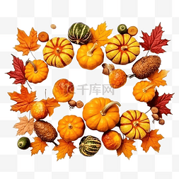 三种口味模式图片_南瓜叶和橡子的秋季装饰