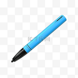 荧光笔刷图片_3d 渲染蓝色荧光笔隔离
