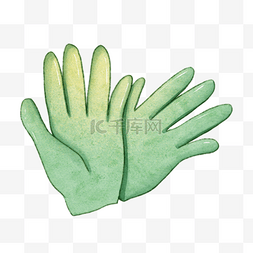 保洁图片_一双绿色橡胶手套