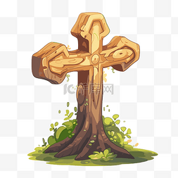 树桩画图片_木十字架 向量