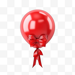 彩色气球与红色蝴蝶结绑在一起