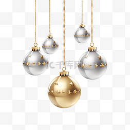 挂图图片_快乐圣诞快乐金铃和银球挂图