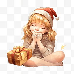 小乐趣图片_庆祝圣诞节的小女孩摸着肚子