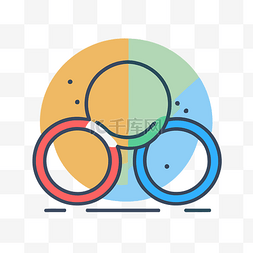 3 个圆圈的彩色线图标 向量