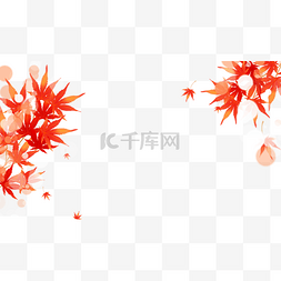 秋季树叶枫叶边框红色