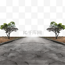沥青路图片图片_空荡荡的沥青路，有两条人行道，