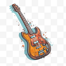 吉他剪贴画 吉他是用水彩溅卡通