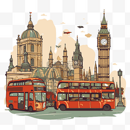 卡通双层巴士图片_伦敦剪贴画矢量图的两辆双层巴士