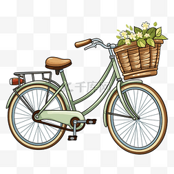 前面有篮子的自行车插画