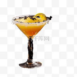 酒会桌图片_万圣节时，一杯柑橘马提尼酒装饰