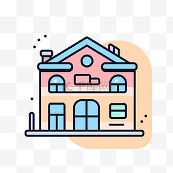 房屋背景插画图片_矢量线风格平面建筑插画