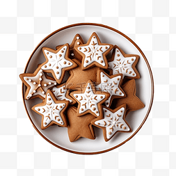 圣诞树木质图片_旧木质表面陶瓷盘中自制圣诞星形