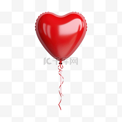 红色卡片装饰图片_带丝带的红色心形气球
