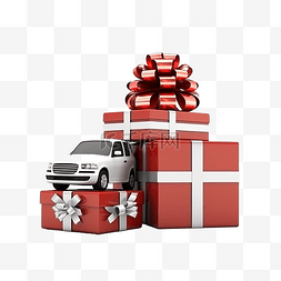 圣诞车图片_陈列室里的圣诞车和礼品盒