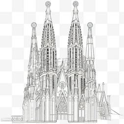 向加泰罗尼亚致敬图片_圣家族教堂地标前立面图的轮廓简