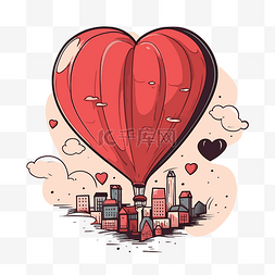 空中的气球图片_心形气球 向量