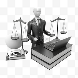 法律专业律师的 3d 工作流程概念