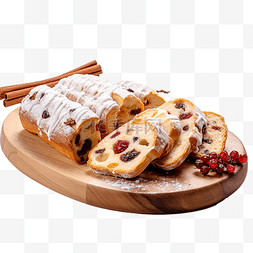 木板桌图片_木板上的美味切片圣诞糕点，配有