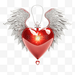 红色的心，天使的翅膀和轻挂
