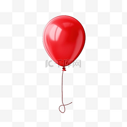 红色卡片装饰图片_红色氦气球，带绳索隔离背景