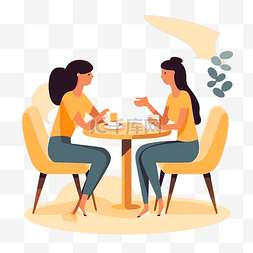 咖啡桌图片_餐桌談話 向量
