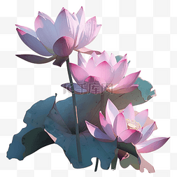 优雅的荷花图片_紫色粉色莲花隔离PNG文件