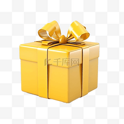 黄色礼盒白色礼盒图片_用丝带封闭的黄色礼盒 3D 渲染现