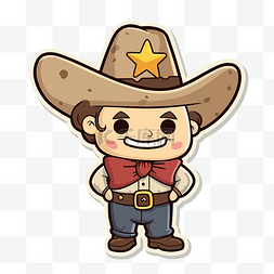 这是一个带有牛仔帽和星星的漫画
