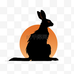 兔子的剪影构成复活节和四足动物