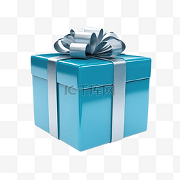 3d圣诞蓝色礼品盒png