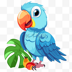 热带鹦鹉图片_鹦鹉剪贴画卡通热带蓝鹦鹉在热带