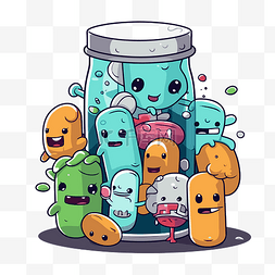 抗生素剪贴画罐子里的彩色小人物