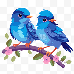 可爱小鸟树枝图片_蓝鸟剪贴画有趣可爱可爱的小鸟在