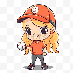 垒球的握法图片_可爱的垒球剪贴画图形卡通女孩打