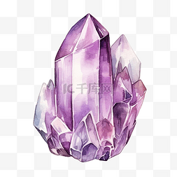 石英表海报图片_水晶紫水晶水彩插图