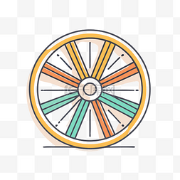 以线性方式排列的彩色自行车车轮