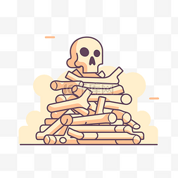 一堆直线图片_一堆木头和骨头，上面有一个头骨